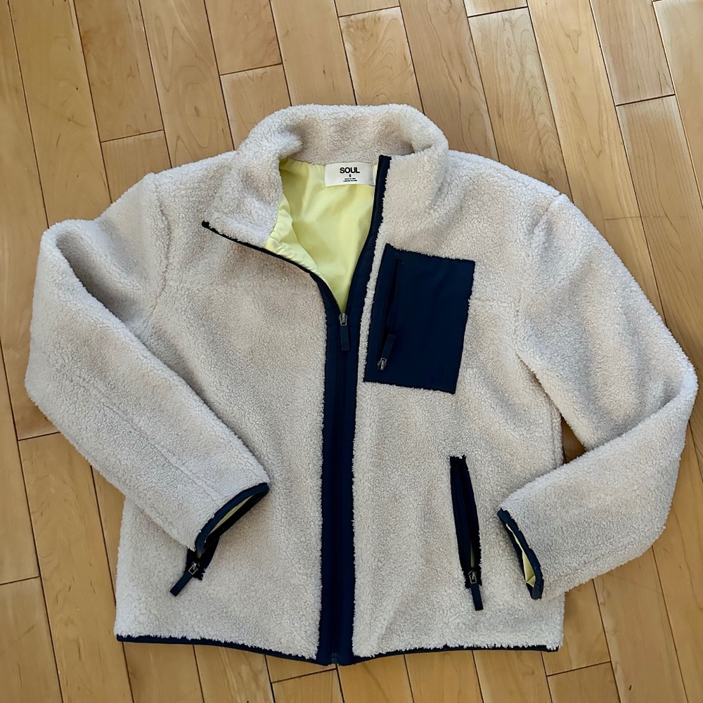 SoulCycle Cozy Shearling Tri-Tone Zip Up, Small